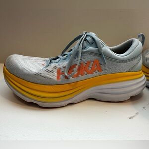 Hoka Bondi 8 Light Blue and Yellow, Size 7.5 B